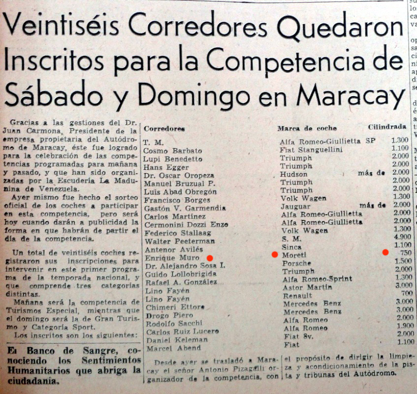 750 Moretti - 03 - Maracay '56 - Au Anuncio Enrique Muro - autodromo macay.jpg